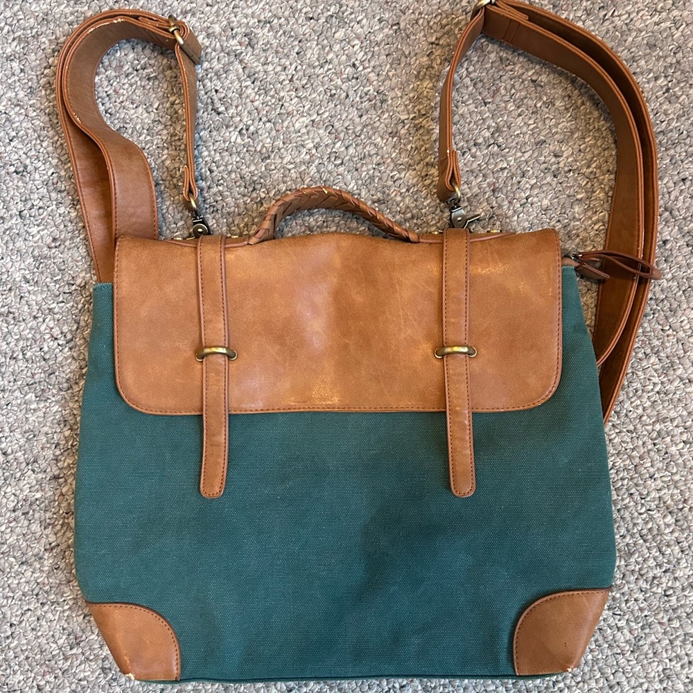 Sole SocietyBrown and Teal Satchel Bag
